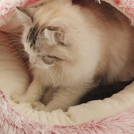 Warm Long Plush Cat Bed