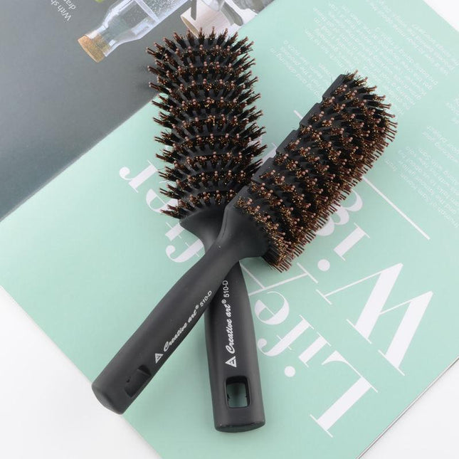 Brosse à cheveux Pompadour démêlante noire à long manche