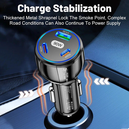 3-Port 90W Fast Car Charger - Wnkrs