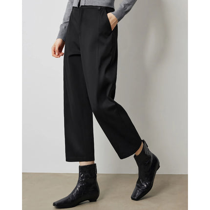 Pantalon noir décontracté chic d'automne à la cheville pour femme