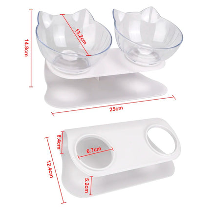 Ergonomic Double Bowls Pet Feeder with Raised Stand for Cats and Dogs