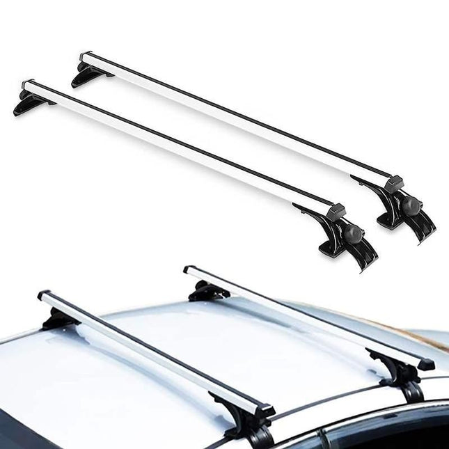 Universal Aluminum Alloy Car Top Roof Rack Cross Bars with Adjustable Hooks - Wnkrs