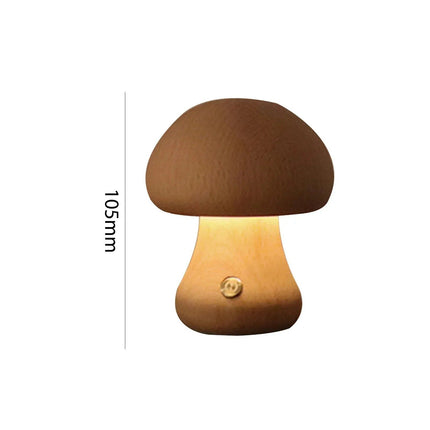 Charming Touch-Control LED Mushroom Night Light - Wooden Bedside Lamp with USB Charging - Wnkrs