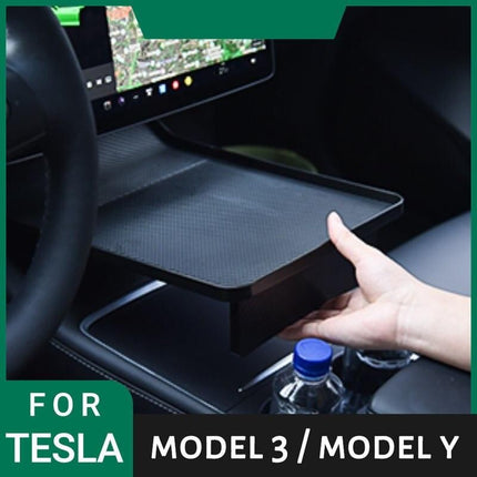 Center Console Food Tray with Anti-Slip Phone Holder for Tesla Model 3 & Y (2017-2023) - Wnkrs