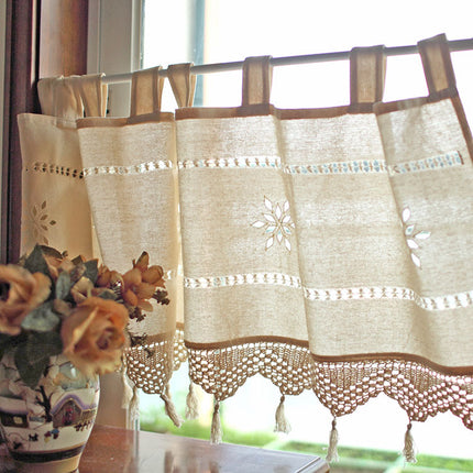 Old Coarse Cotton Linen Crochet Coffee Rod Curtain - Wnkrs