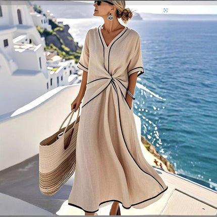 Women's Fashion Loose Striped Print Long Dress