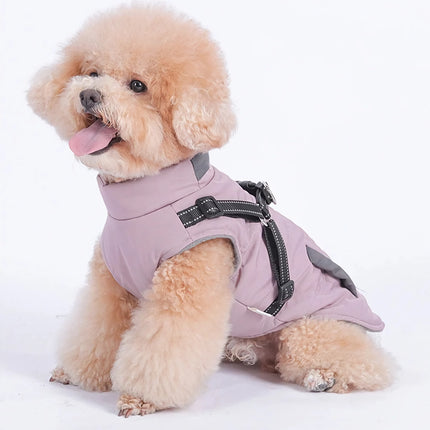 Veste d'hiver imperméable pour chien avec harnais réfléchissant