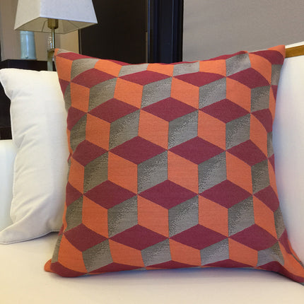 Orange Three Dimensional Square Geometry Pillow - Wnkrs