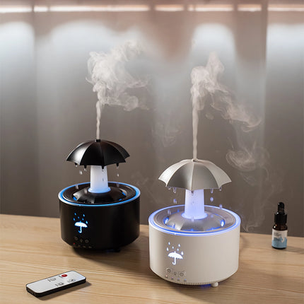 Humidificateur d'aromathérapie créatif rotatif en forme de goutte de pluie - Brume nuageuse colorée