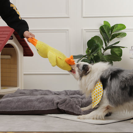 Juguete interactivo para perros con forma de pato y chirriador