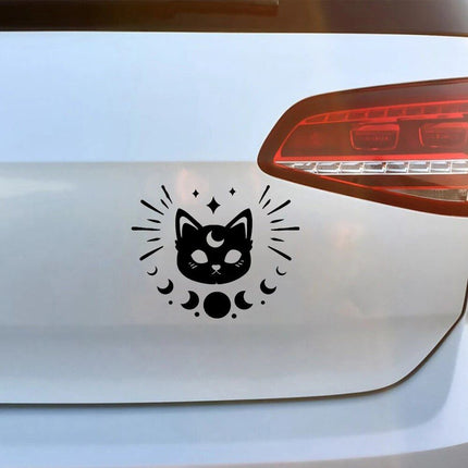 Cute Cat Moon Phase Car Sticker - Wnkrs