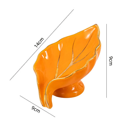 Porte-savon élégant en céramique en forme de feuille