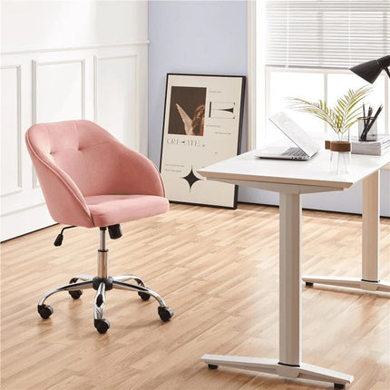 Pink Velvet Adjustable Swivel Office Chair - Wnkrs