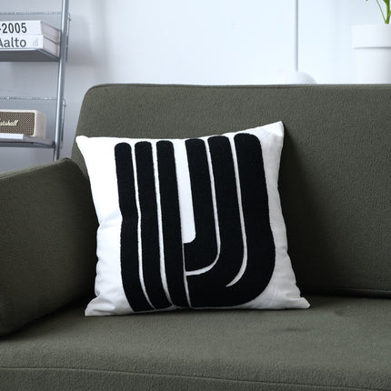 Modern Jane Wave Dot Geometric Black And White Cushion - Wnkrs