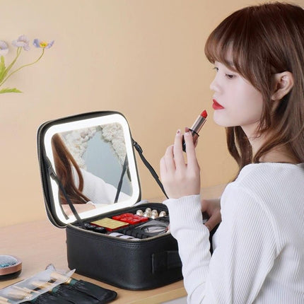 Illuminated LED Cosmetic Case with Mirror - Portable & High-Capacity Makeup Organizer - Wnkrs