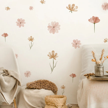 Pegatinas de pared con acuarela y motivos florales bohemios