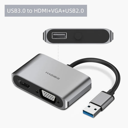 Adaptateur USB 3.0 vers HDMI et VGA | Convertisseur double écran 1080P pour Windows et Mac