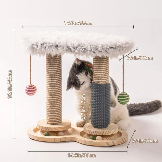 Rascador de sisal natural con autocuidado y percha para jugar