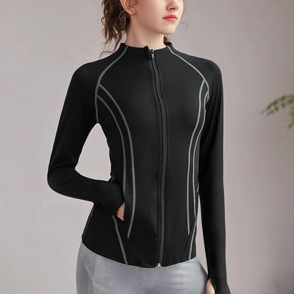 Veste de sport slim fit à séchage rapide pour femme avec trous pour les pouces