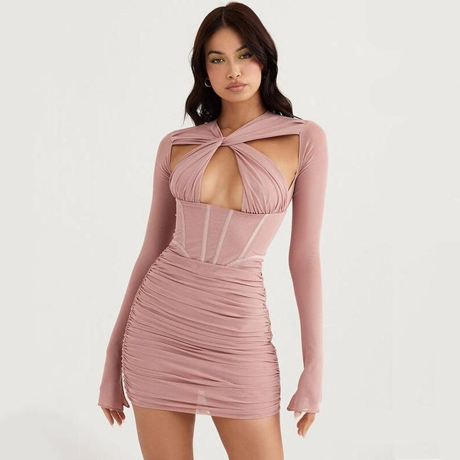 Vestido mini ajustado sexy con aberturas para mujer