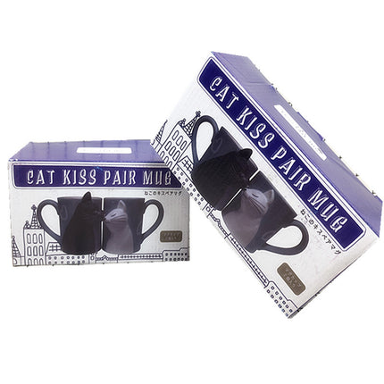 Three-dimensional Cat Couple Ceramic Mug Black And White Cat Kissing - Wnkrs