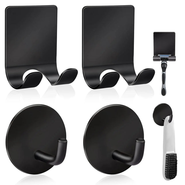 4 soportes adhesivos de acero inoxidable para navajas y toallas