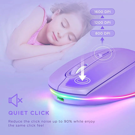 Wireless Rechargeable Mouse with LED Rainbow Lights