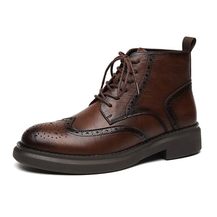 Botines de piel estilo brogue vintage para hombre