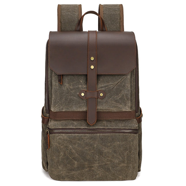 Mochila de lona batik impermeable de piel de Caballo Loco para hombre