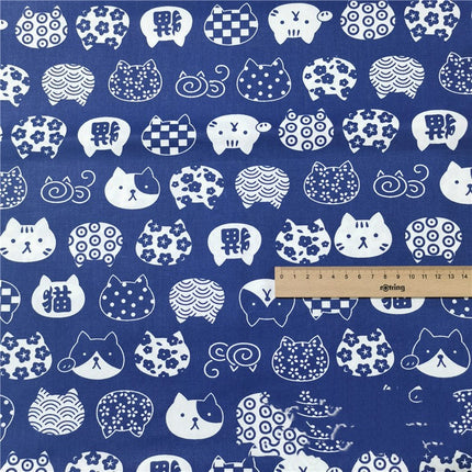 Blue Bottom Japanese Style Zephile Charm Cat Shiba Inu Cotton Twill Cloth Handmade Bag Bathrobe Pet Fabric - Wnkrs