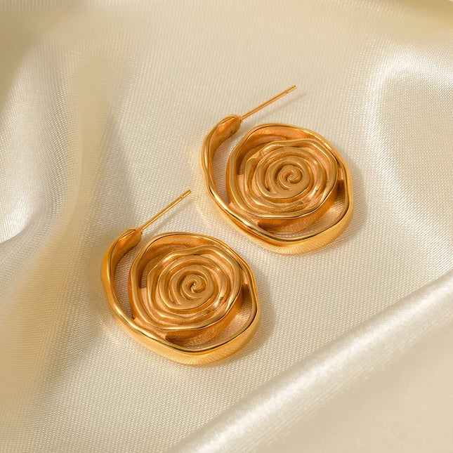 Boucles d'oreilles créoles épaisses en spirale plaquées or 18 carats