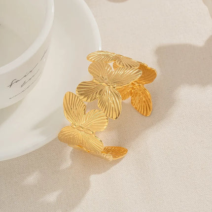 Gold Plated Stainless Steel Butterfly Bracelet