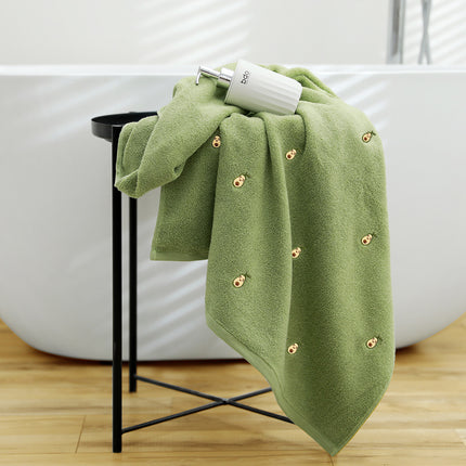 Full Embroidery Avocado Cotton Bath Towel - Wnkrs