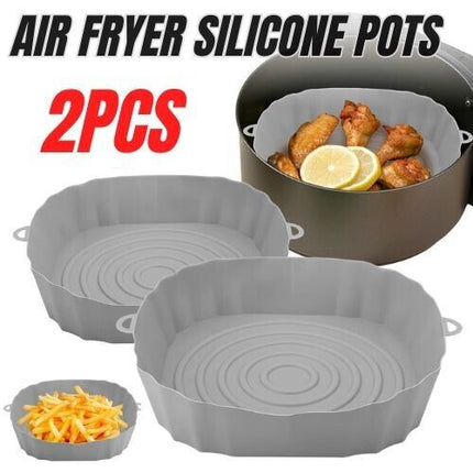 2 PCS Air Fryer Silicone Liners Reusable Air Fryer Silicone Pot Baking Tray Mat - Wnkrs