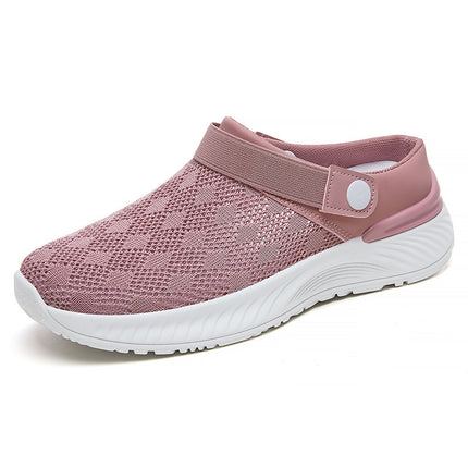 Sandalias de malla para mujer, zapatillas transpirables de verano, zapatillas de un solo paso con punta redonda y medio deslizamiento