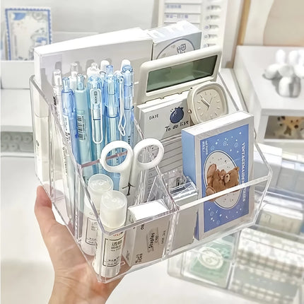 Organisateur de bureau en acrylique transparent avec rangement divisé