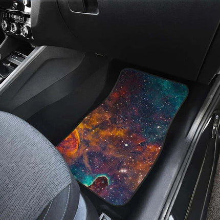 Galaxy Space Teal & Orange Car Floor Mats Set - Wnkrs