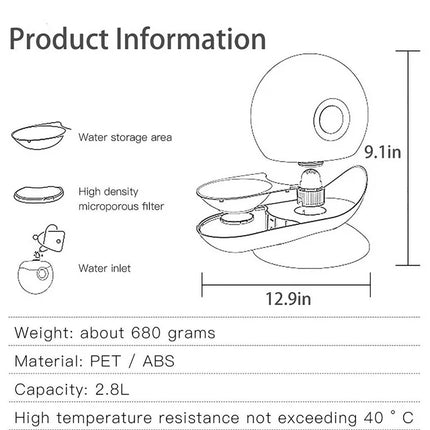 2.8L Automatic Pet Water Fountain - Wnkrs