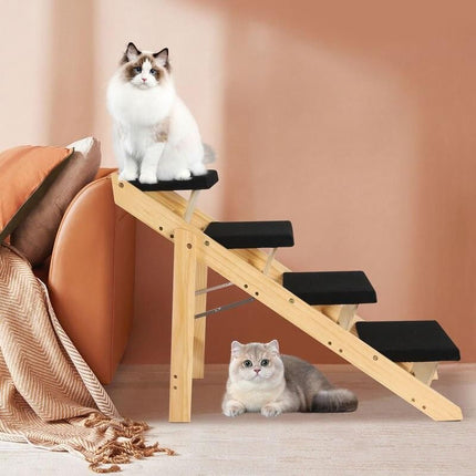 2-in-1 Foldable Wooden Pet Stairs & Ramp for Cats and Medium-Sized Dogs - Wnkrs