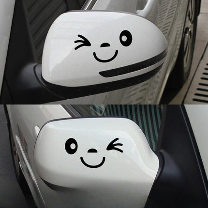 Cute Smiley Face Reflective Mirror Stickers for Cars - 2pcs - Wnkrs