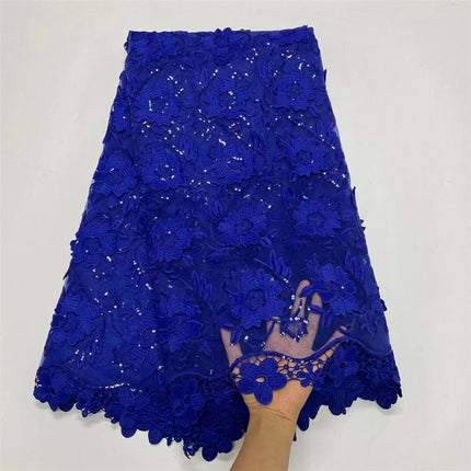 Water Soluble Lace With Sequins Embroidered Flower Texture Mesh Fabric - Wnkrs