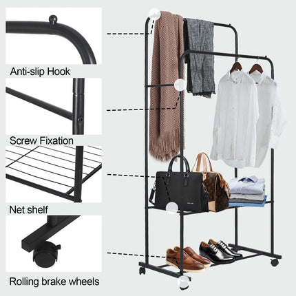 Double Rail Clothes Rack with Shoe Storage - Wnkrs