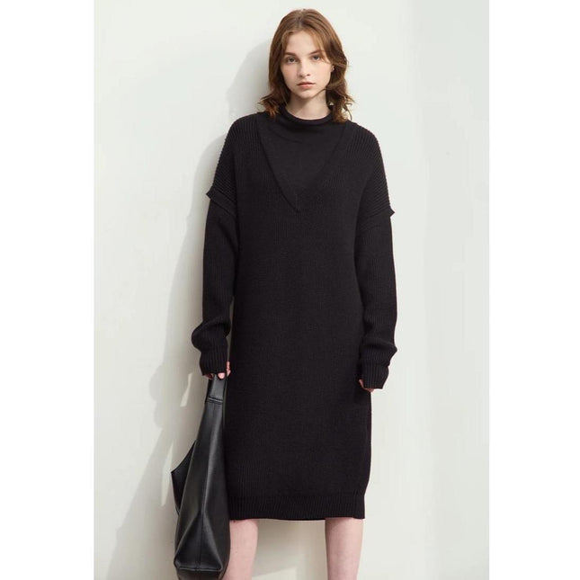 Vestido de punto minimalista midi para mujer