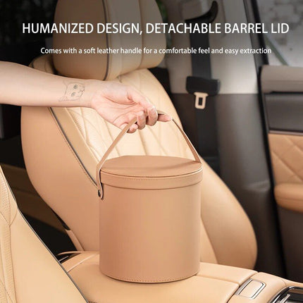 Deluxe Leather Car Trash Can with Rolling Cover - Wnkrs