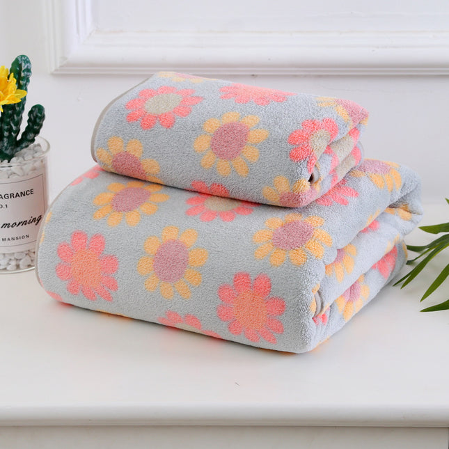 Juego de toallas de baño absorbentes de microfibra con estampado floral