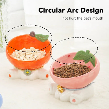 Gamelle surélevée en céramique pour chat avec design incliné pour manger et boire facilement