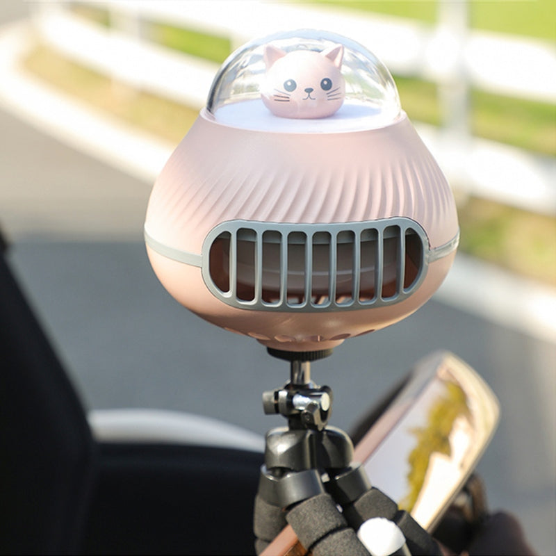 USB Rechargeable Portable Fan with Built-In Light