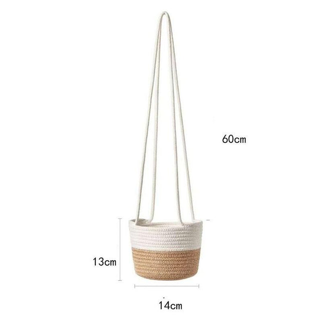 Eco-Friendly Handwoven Jute Cotton Macrame Hanging Planter Basket - Wnkrs