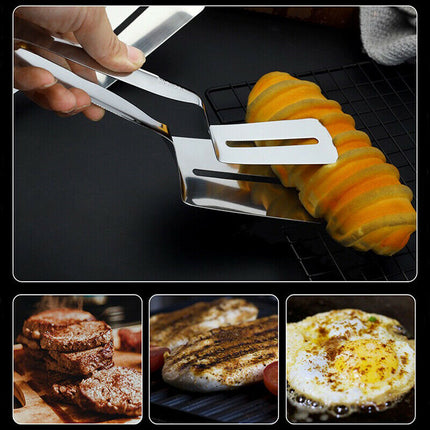 Stainless Steel Steak Clamp Food Bread Meat BBQ Clip Tongs Kitchen Cooking Tool - Wnkrs