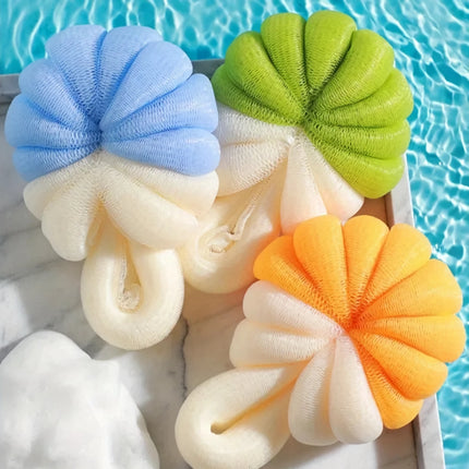 Boules de maille en éponge de bain en forme de citrouille mignonnes